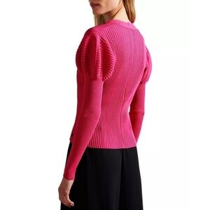 Ted Baker Ivery Ribbed Puff Sleeve Sweater 0110